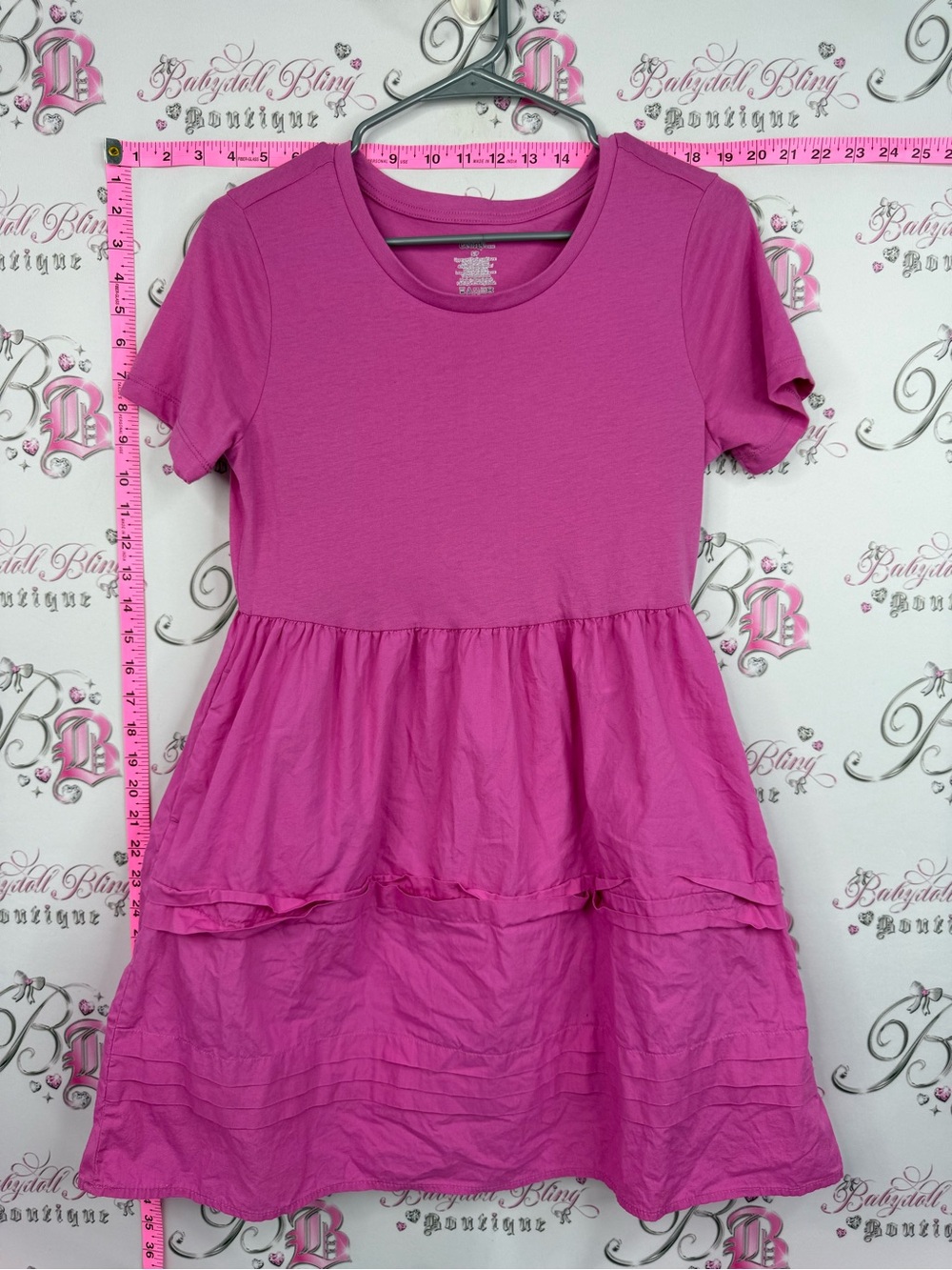 George Girls Pink Tiered Short Sleeve Dress